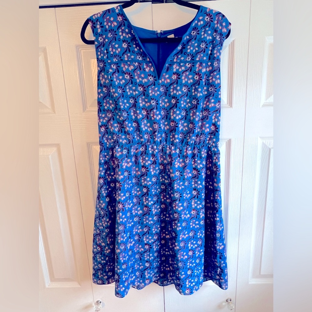 J Crew Factory Blue Floral Print Sleeveless Dress Size 12